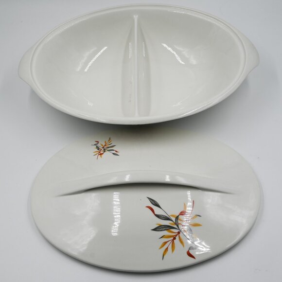 VTG Iroquois Woodvine Russell Wright Divided Covered Casserole Interplay MCM - Picture 9 of 9